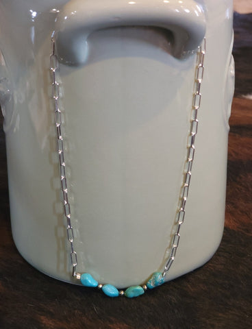 Turquoise & Silver Pearl Necklace